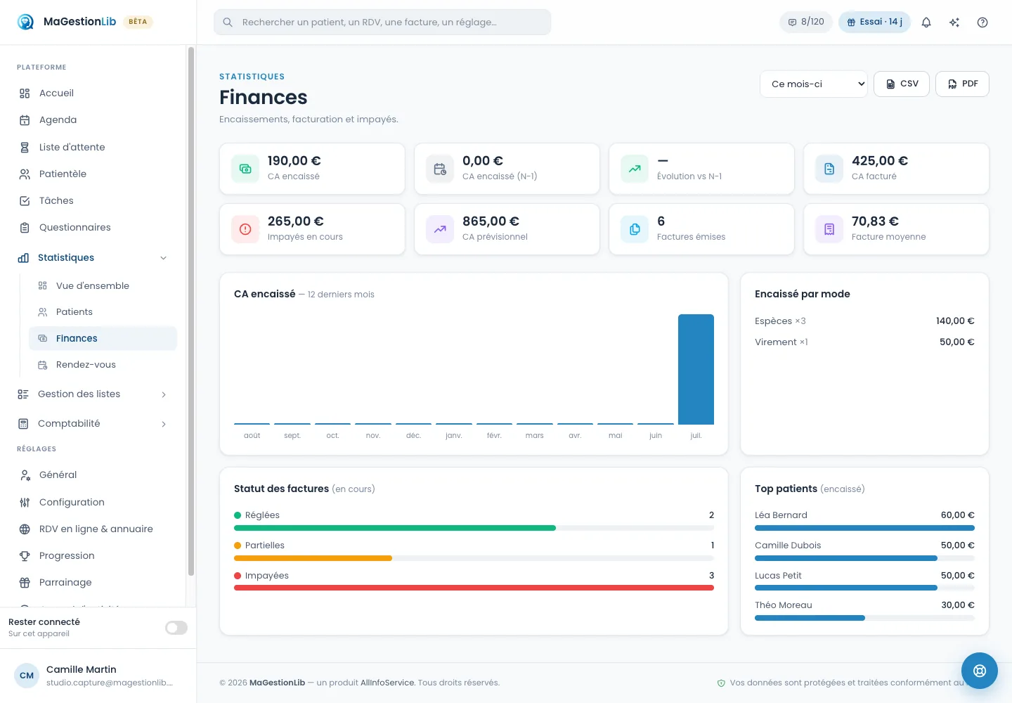 Statistiques avancées dans MaGestionLib