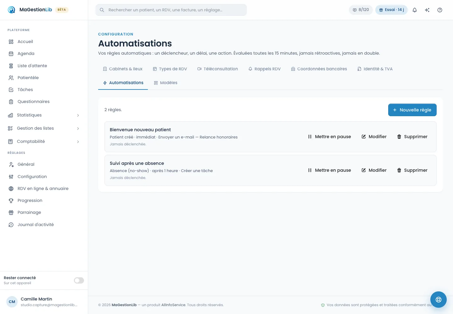 Automatisations dans MaGestionLib