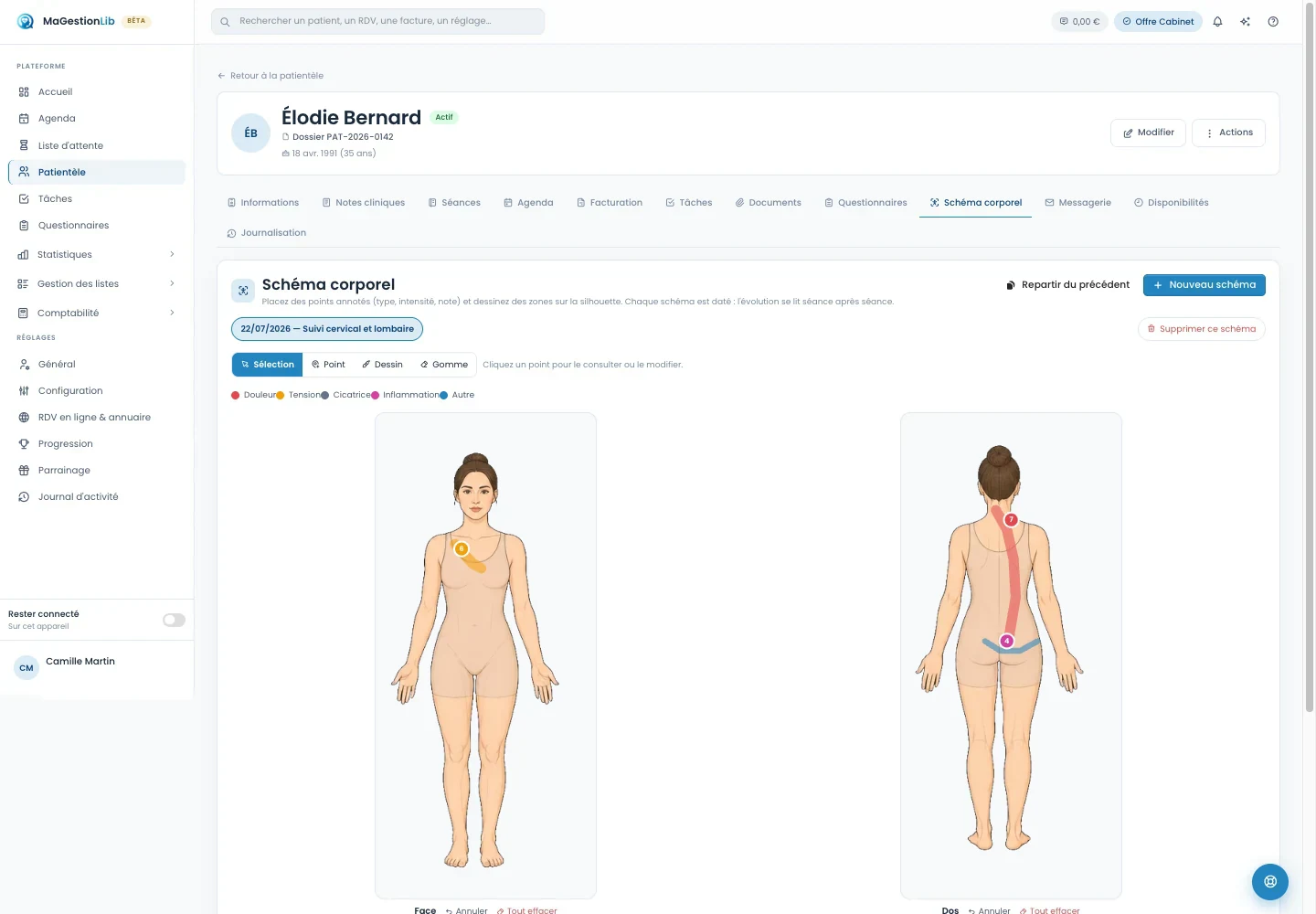 Schéma corporel dans MaGestionLib