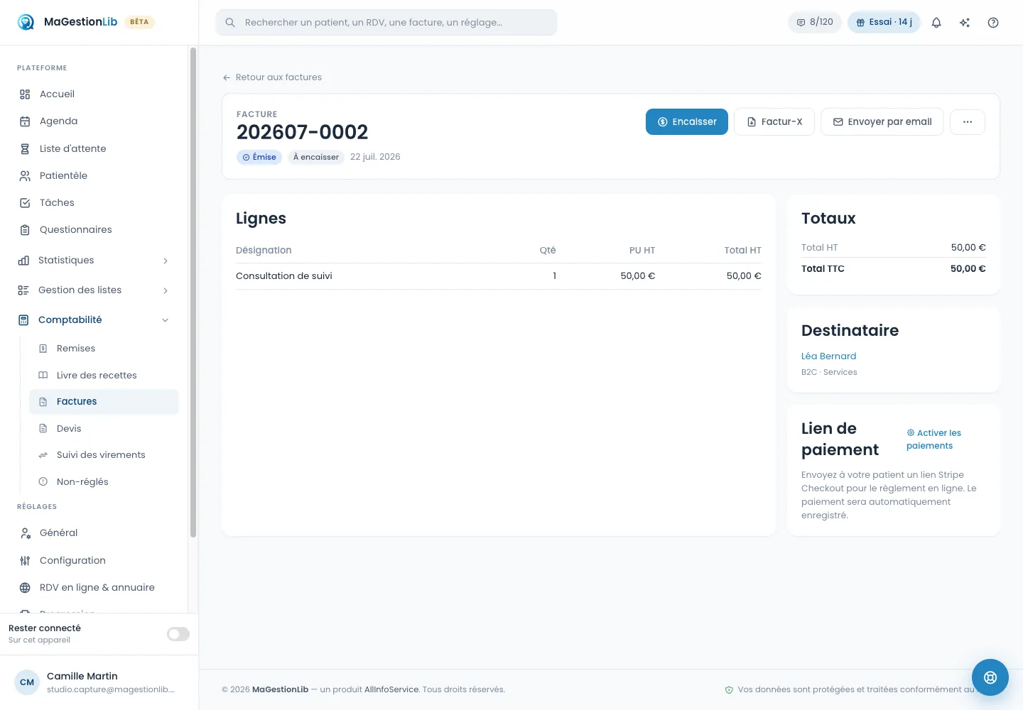 Liens de paiement dans MaGestionLib
