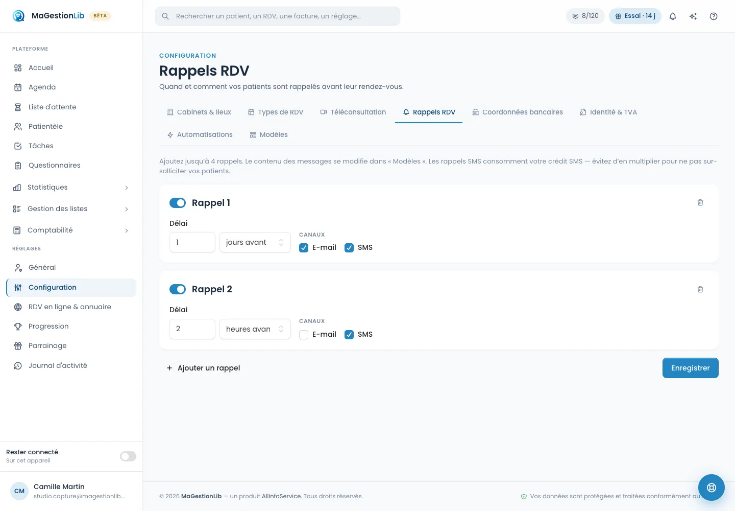 Rappels automatiques dans MaGestionLib