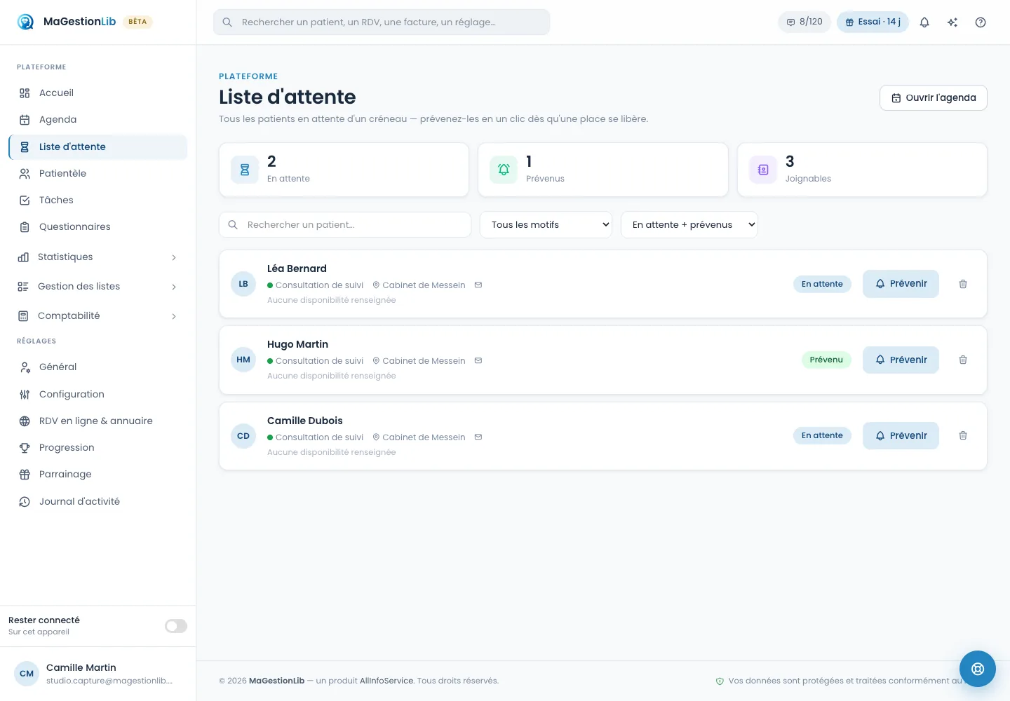 Liste d’attente intelligente dans MaGestionLib